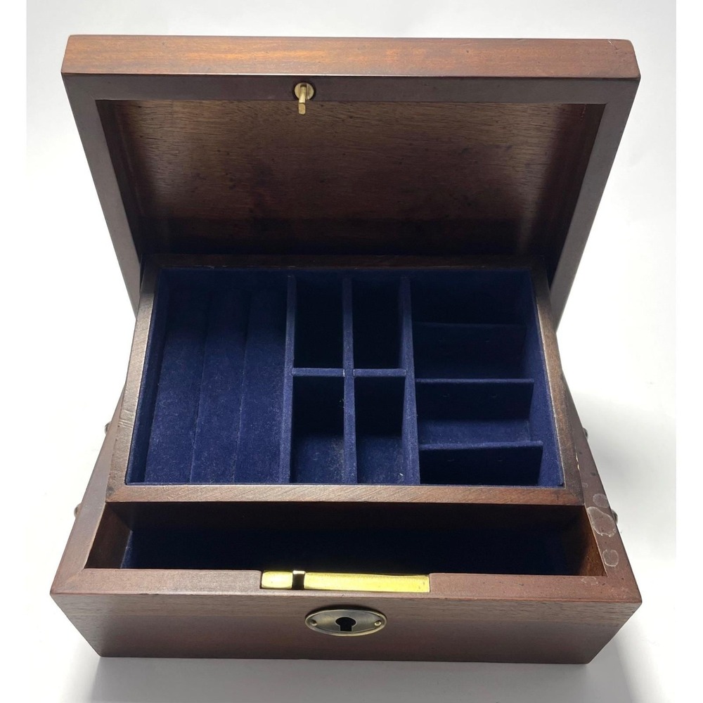 Keepsake Jewelry Box by The Bombay Company Blue Lined 1991 Vintage